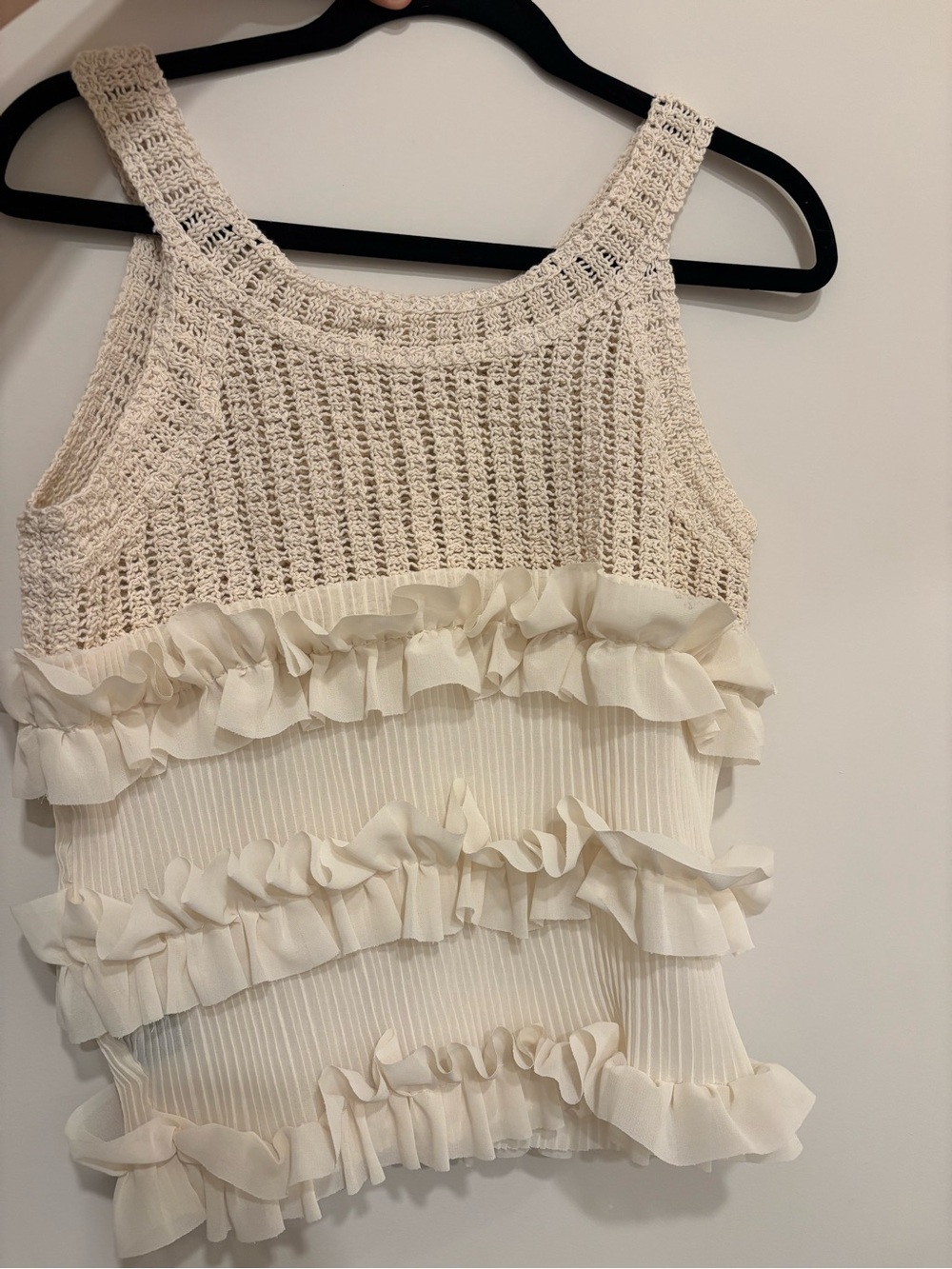 POL Cream Ruffle Knit Tank Top - Picture 3 of 4